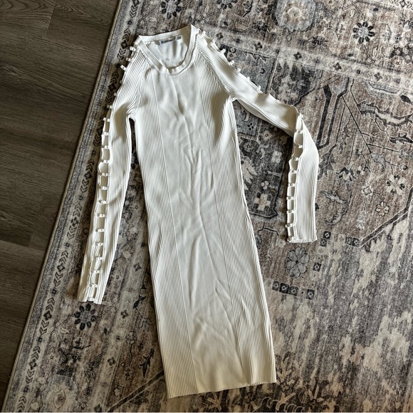 Alexander Wang strap detail rib knit white dress size small - Picture 2 of 9